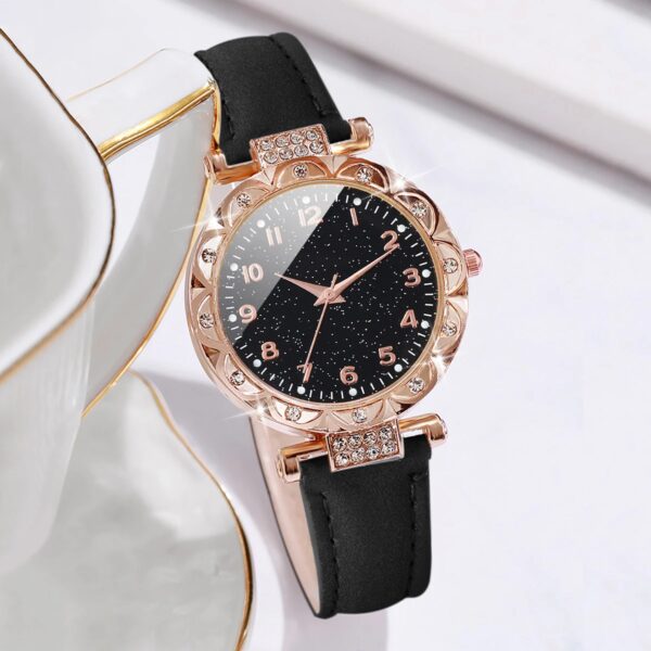 2PCS/Set Fashion Rhinestone Women Watches Bracelet Set Female Leather Band Quartz Watch - AliExpress 1511