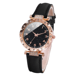 Rhinestone Women Watch Female Leather Band Quartz Watch