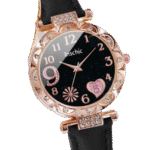Women Watch Cute Heart Dial Quartz Watch Shiny Rhinestone Analog Wrist Watch Bracelets Gift for Mom