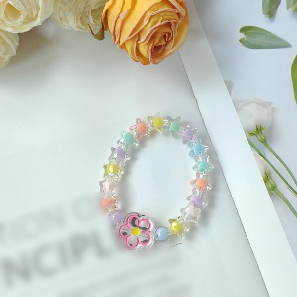 About 280 Pcs Round Glass Jewelry Beads Friendship Bracelet Crystal Beads Candy Color Glass Beads Acrylic Glass Bead Spacers Small Flower Star Beads with 2m String and Storage Box
