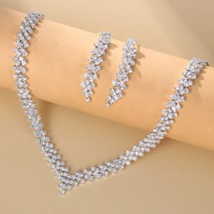 BLIJERY Celebrity Rhinestones Crystal Bridal Jewelry for Women V Shape Choker Necklace Earrings Sets Fashion Wedding Jewelry Set - AliExpress 36