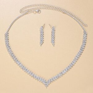 BLIJERY Celebrity Rhinestones Crystal Bridal Jewelry for Women V Shape Choker Necklace Earrings Sets Fashion Wedding Jewelry Set - AliExpress 36