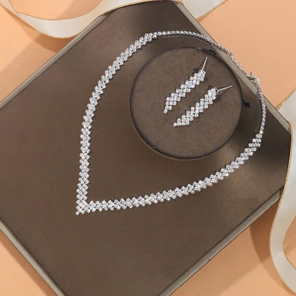 BLIJERY Celebrity Rhinestones Crystal Bridal Jewelry for Women V Shape Choker Necklace Earrings Sets Fashion Wedding Jewelry Set - AliExpress 36
