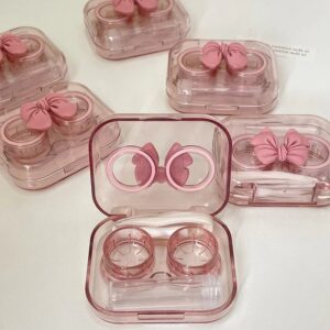 Cute Japanese Portable Contact Lens Case Portable Cute Bow Transparent Cosmetic Contact Lense Box Female Small Storage Lens Box - AliExpress 200000297