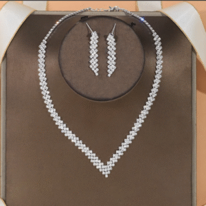 BLIJERY Celebrity Rhinestones Crystal Bridal Jewelry for Women V Shape Choker Necklace Earrings Sets Fashion Wedding Jewelry Set - AliExpress 36