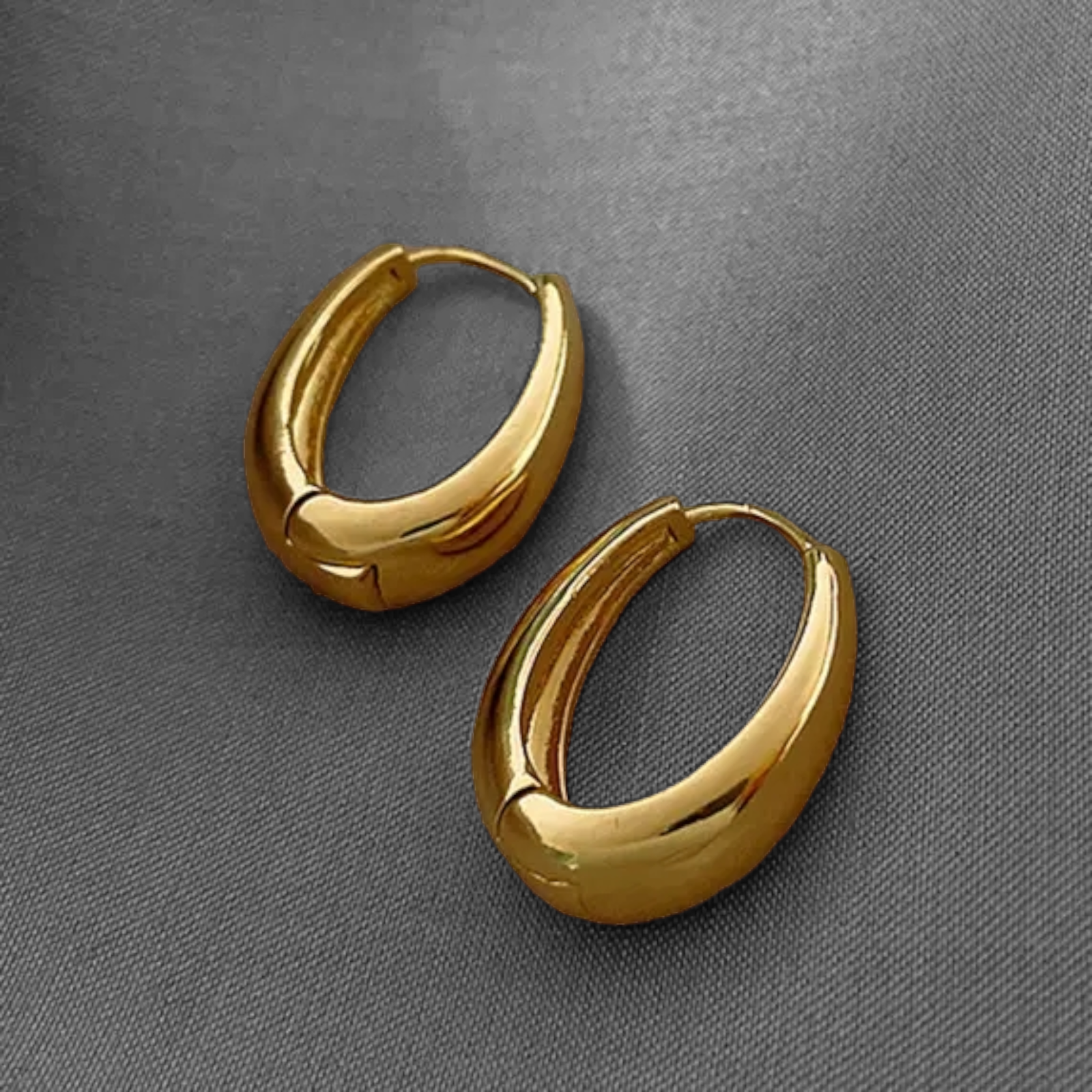 Hoop Thick Dangle Earrings Gold Plated For Women Fashion Jewelry Medium Size