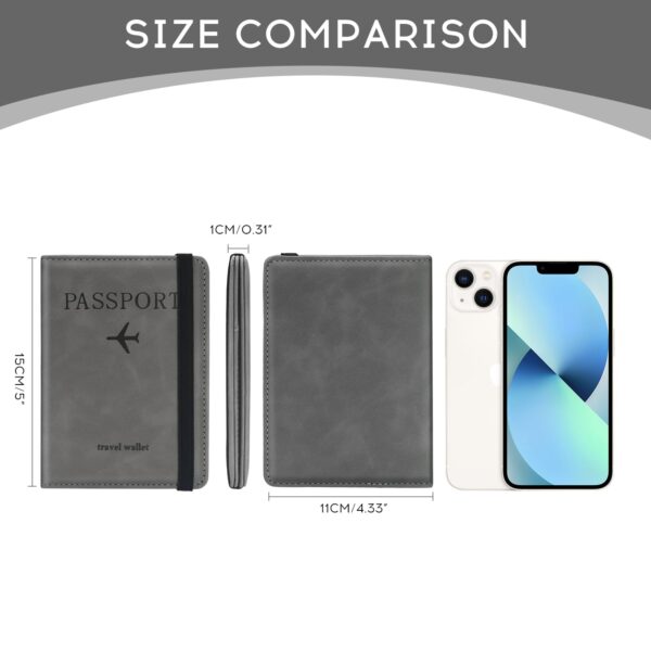 ILIYAH-Passport Cover-Passport Holder Travel Wallet-RFID Blocking Passport Case Travel Accessories Card Holder Wallet Unisex Travel Gifts（Grey）
