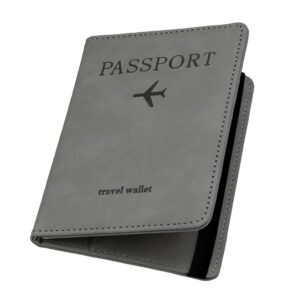 ILIYAH-Passport Cover-Passport Holder Travel Wallet-RFID Blocking Passport Case Travel Accessories Card Holder Wallet Unisex Travel Gifts（Grey）