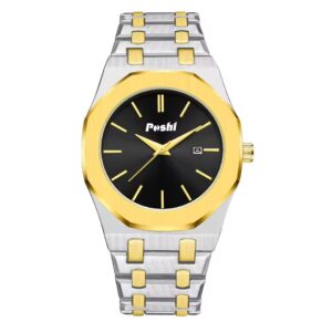 POSHI Quartz Watch for Man Fashion Luxury Business Wrsitwatch Simple Dial with Date Stainless Steel Strap Men's Watches Original
