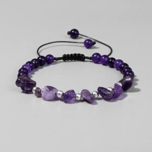 Natural Stone Amethysts Bead Bracelets for Women Men Braided Bracelet Lapis Lazuli Meditation Jewelry Dainty Gift,6 Agate,Adjustable