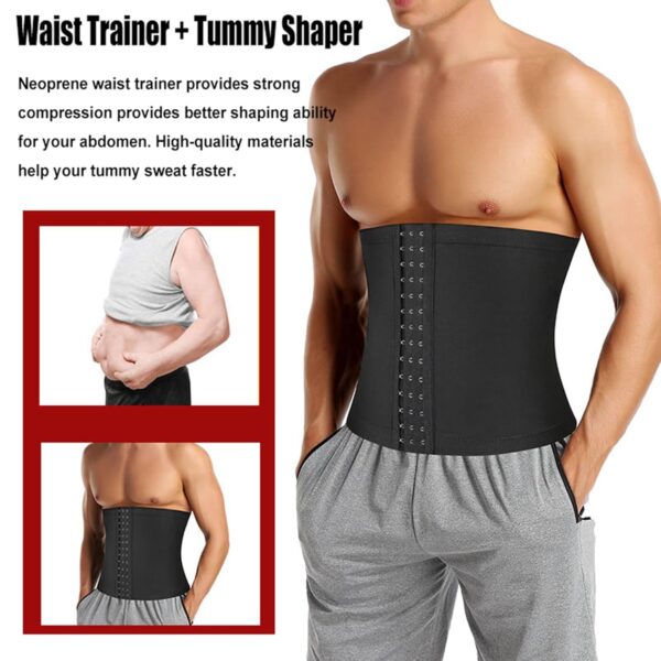 Sweat Waist Trainers Belt for Men, Sweat Belt Band Belly Stomach Wrap, Slimming Compression Tummy Control Workout Belt