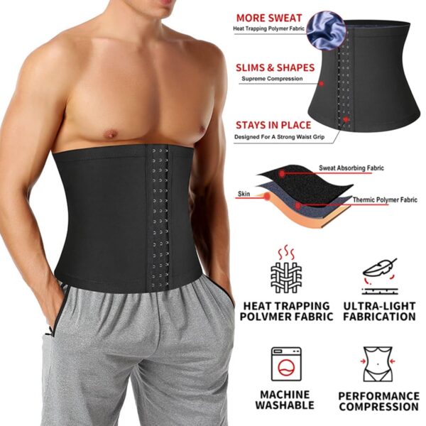 Sweat Waist Trainers Belt for Men, Sweat Belt Band Belly Stomach Wrap, Slimming Compression Tummy Control Workout Belt
